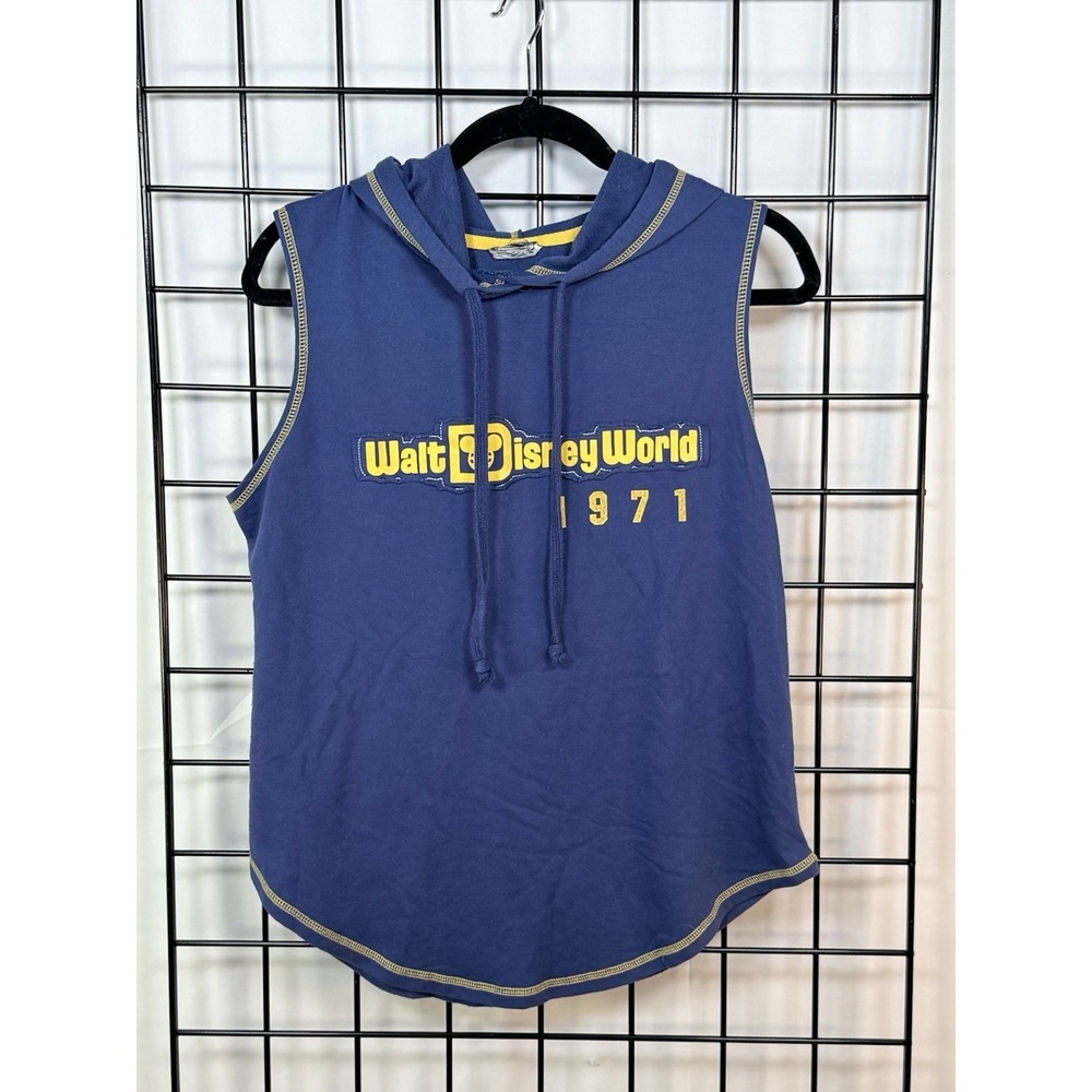 Walt Disney World Sleeveless‎ Hoodie Adult M Blue Mickey Disney Parks Retro